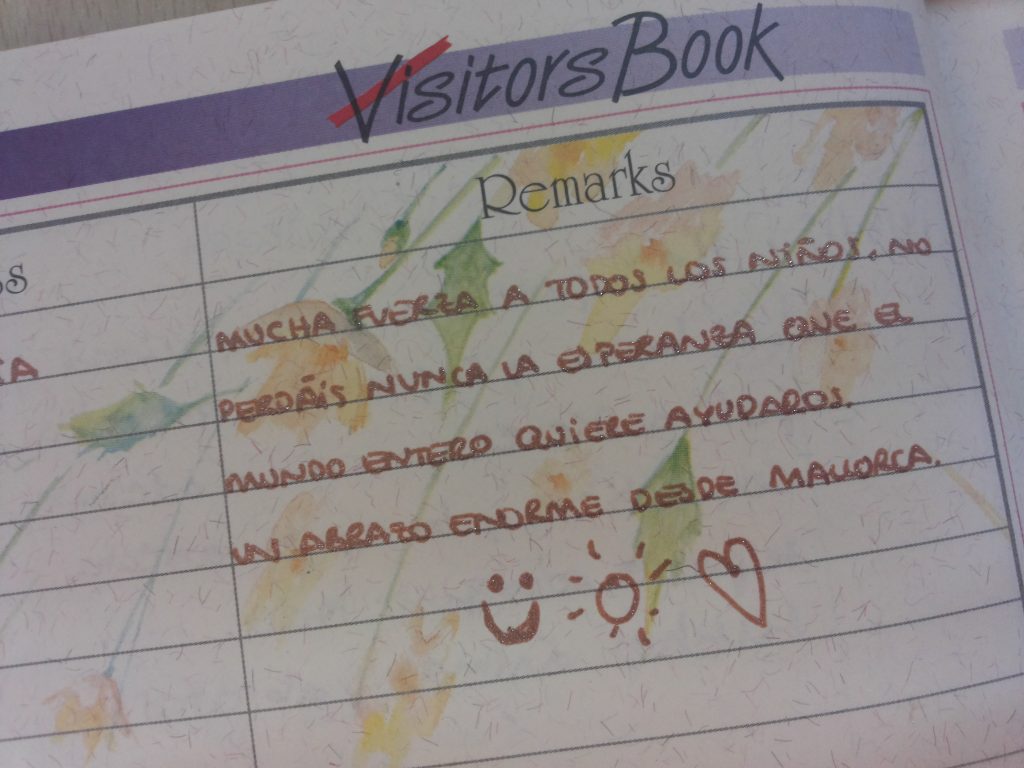 Comment in Spanish from the visitors after visiting HOPE project