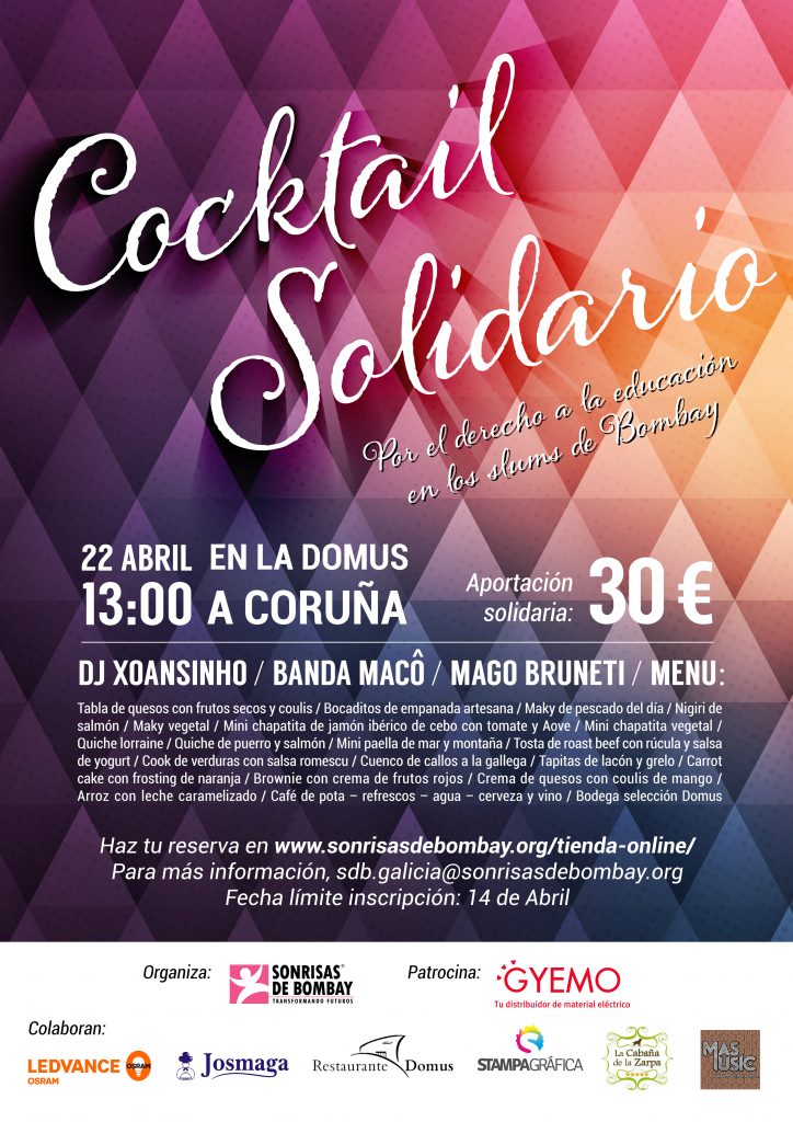 Cocktail solidario en A Coruña - Sonrisas de Bombay Cocktail solidario en A Coruña - Sonrisas de Bombay