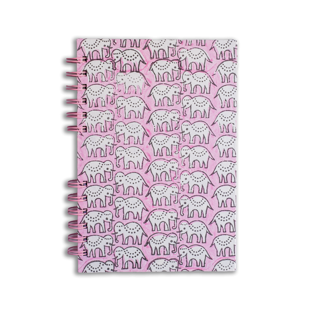 Cuaderno artesanal solidario elefantes rosas