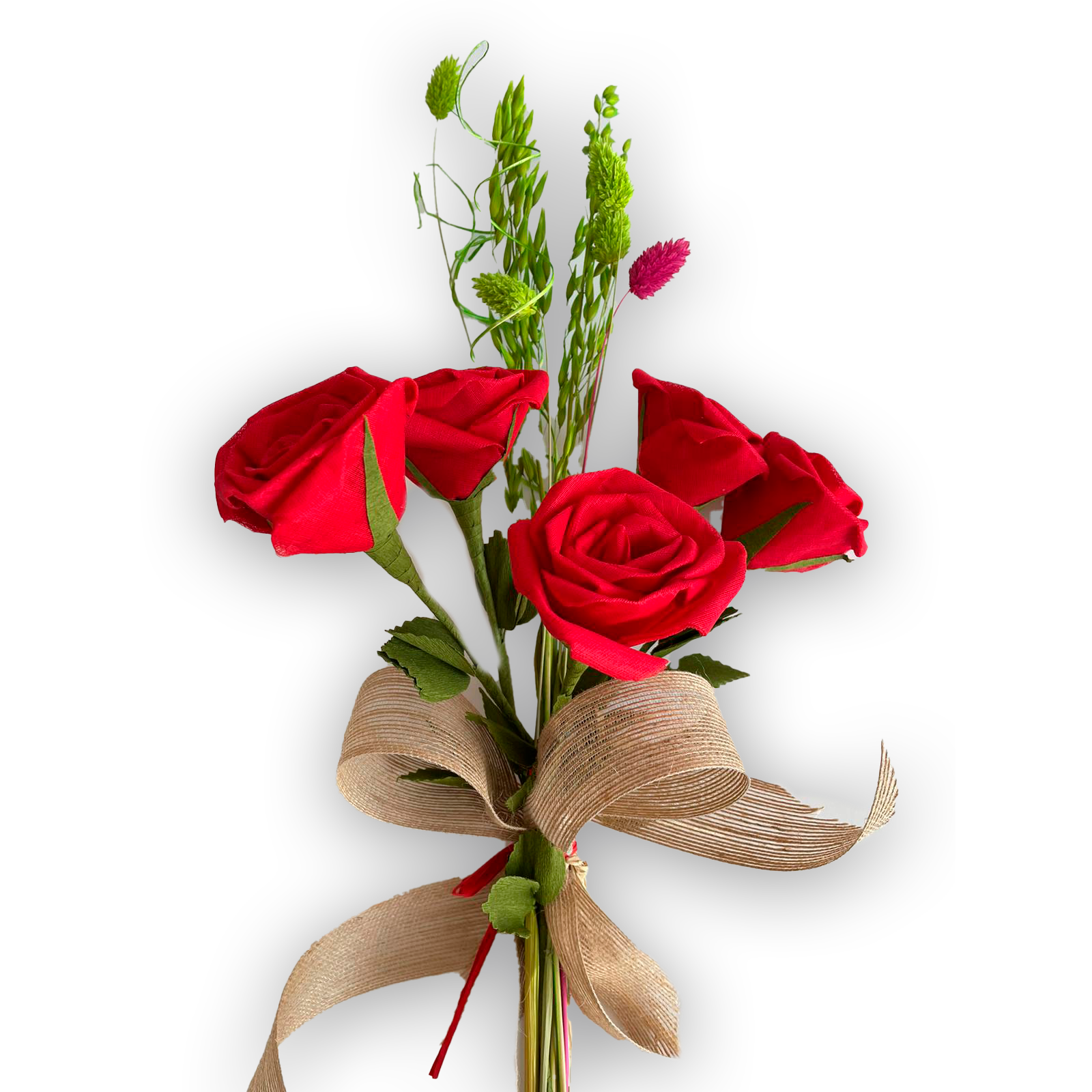 Ramo de rosas rojas artesanales