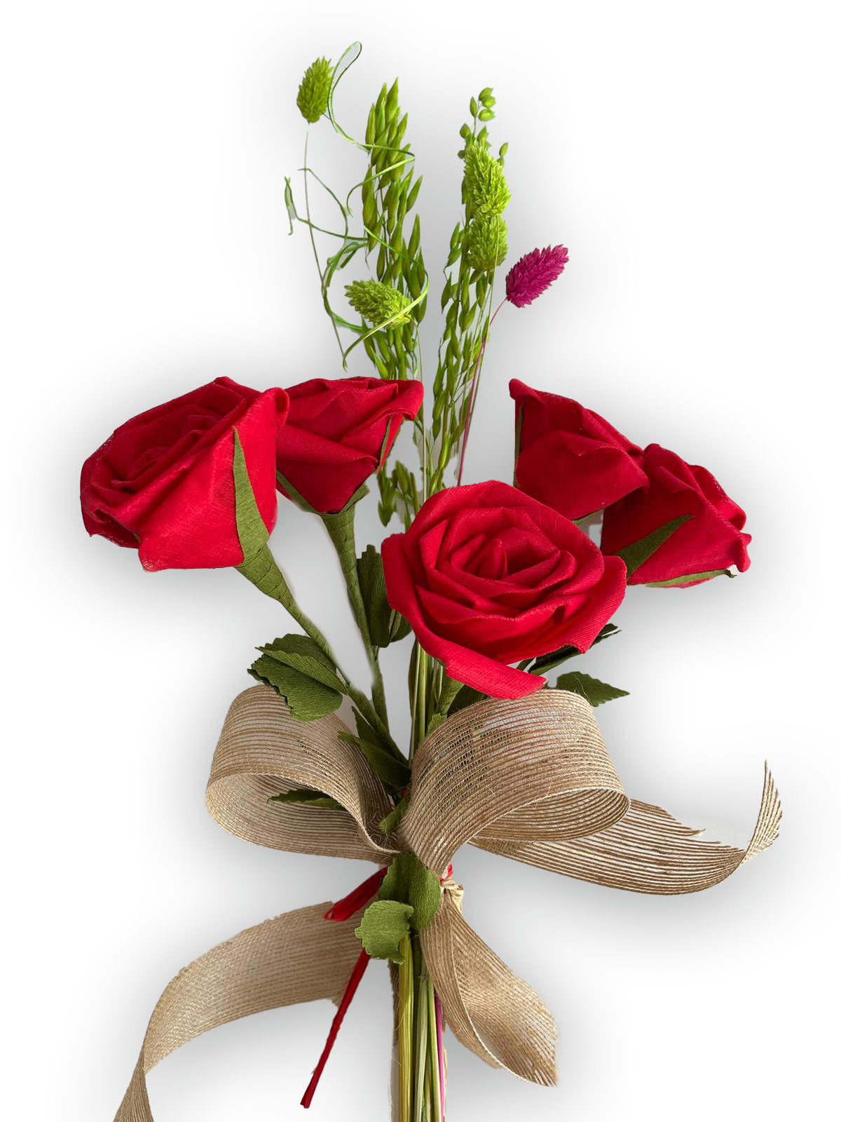 Ramo 5 rosas artesanales solidarias - Imagen 4