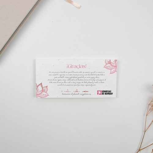 Tarjeta agradecimiento donativo bodas